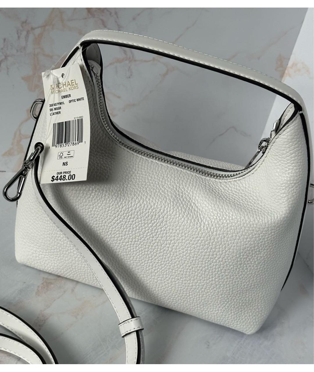 MICHAEL KORS Белая кожаная сумка через плечо, фото 3