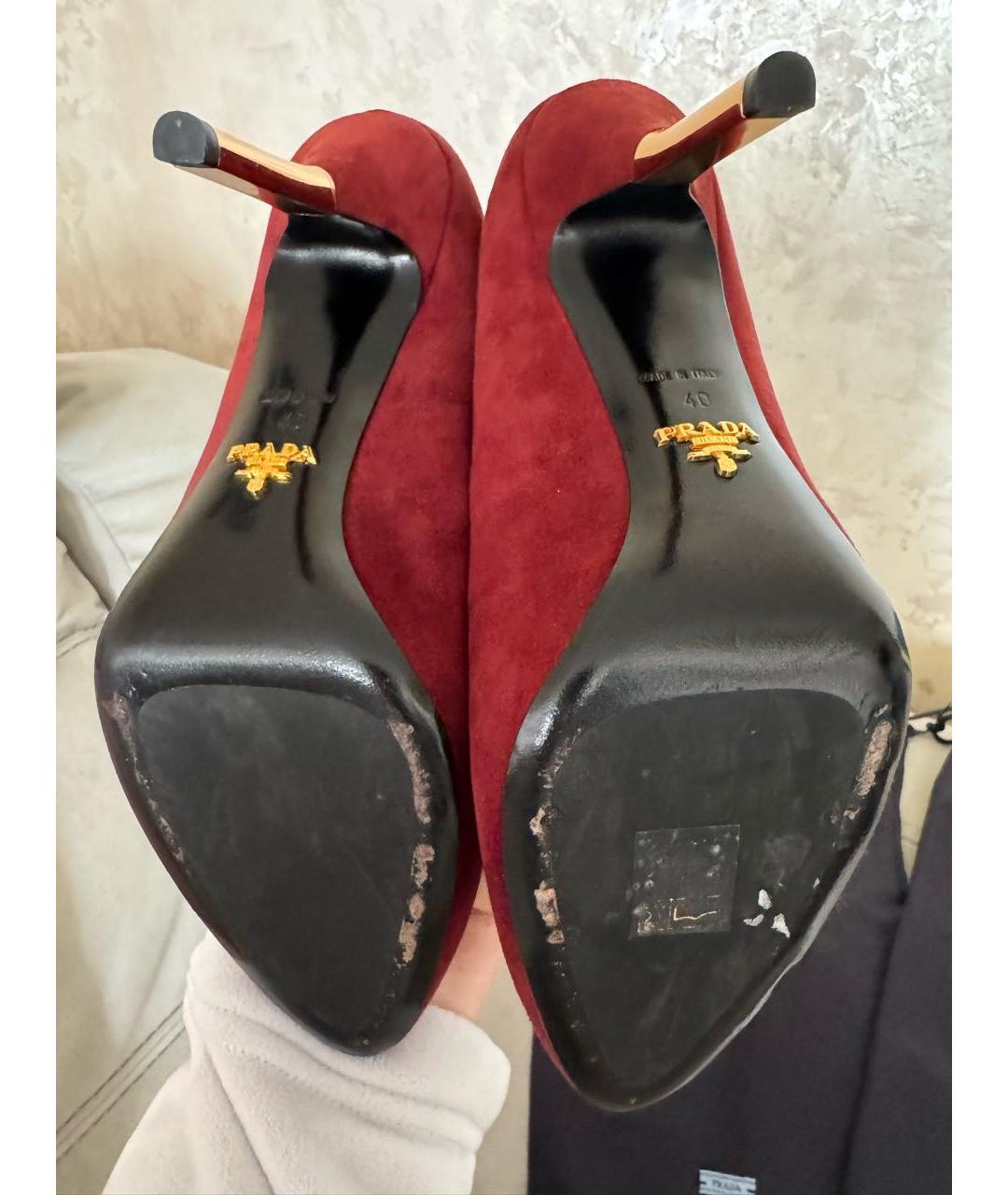 PRADA Бордовые замшевые туфли, фото 5