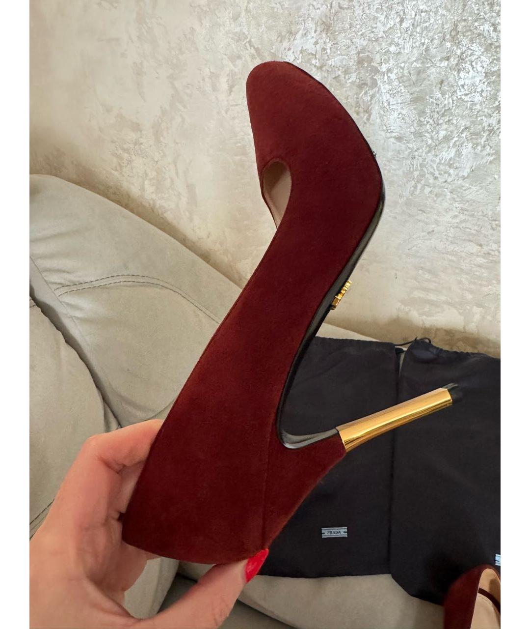 PRADA Бордовые замшевые туфли, фото 6