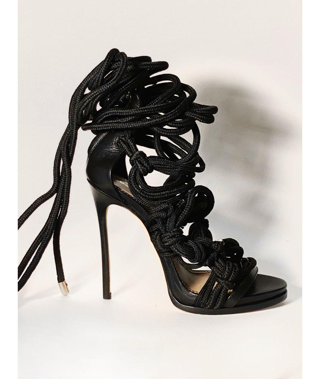 DSQUARED2 Черные кожаные босоножки, фото 2