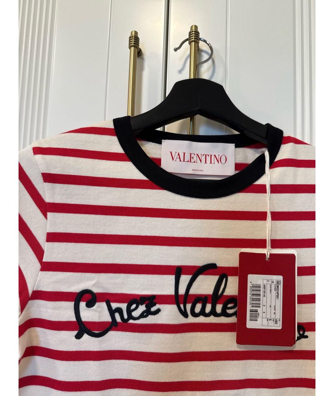 VALENTINO Красная хлопковая футболка, фото 4