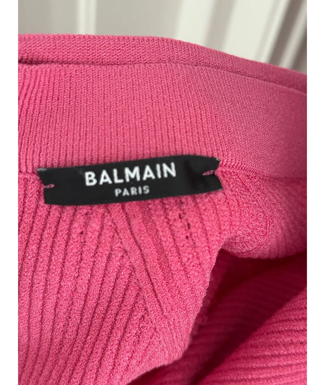 BALMAIN Розовое вискозное коктейльное платье, фото 7