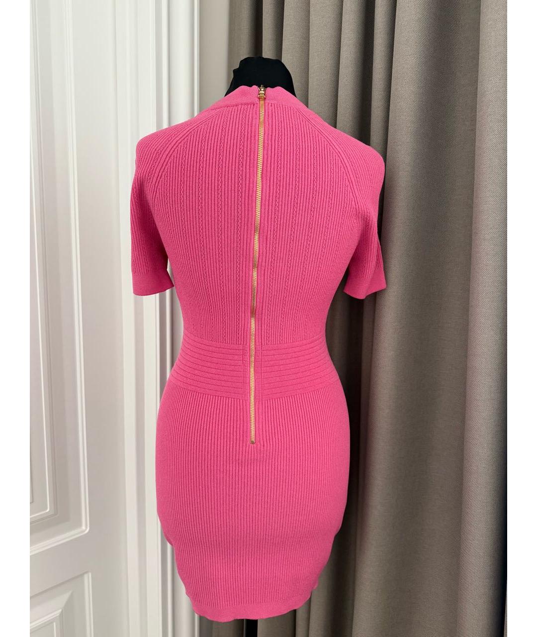 BALMAIN Розовое вискозное коктейльное платье, фото 2
