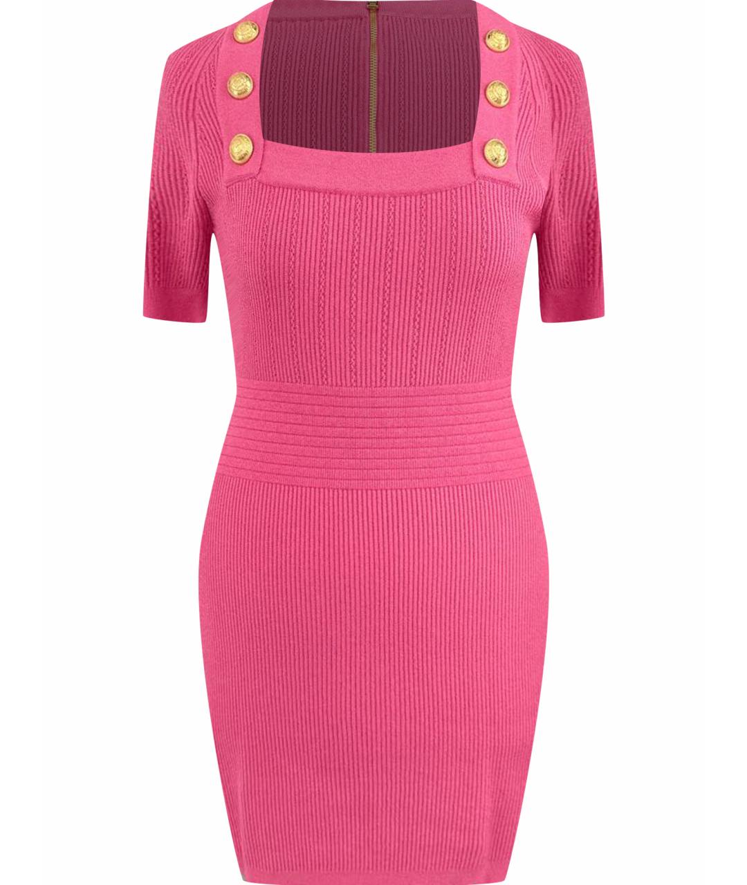 BALMAIN Розовое вискозное коктейльное платье, фото 1