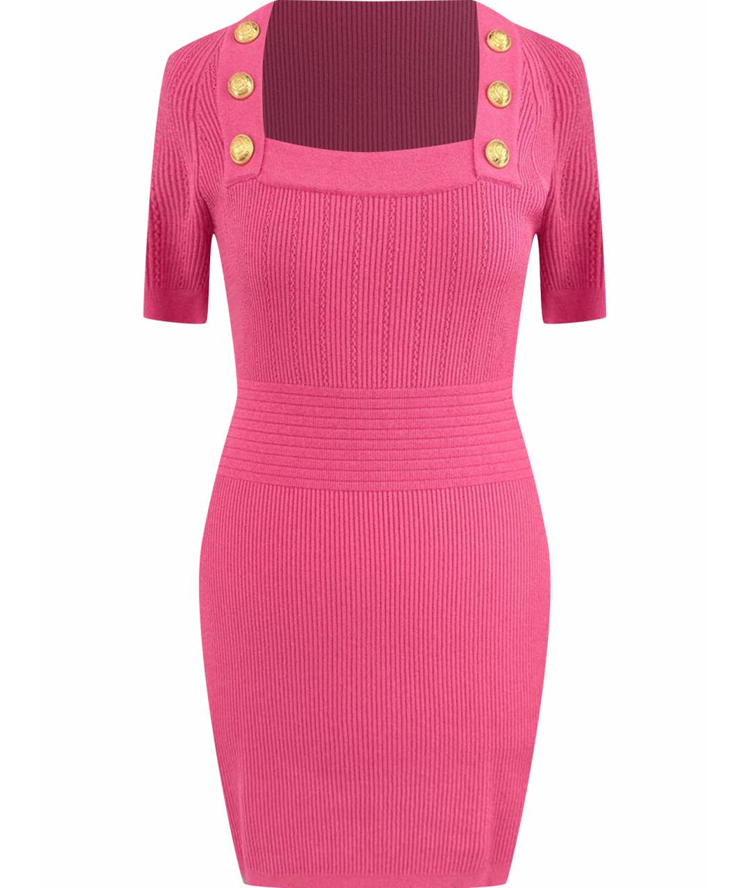 BALMAIN Розовое вискозное коктейльное платье, фото 10