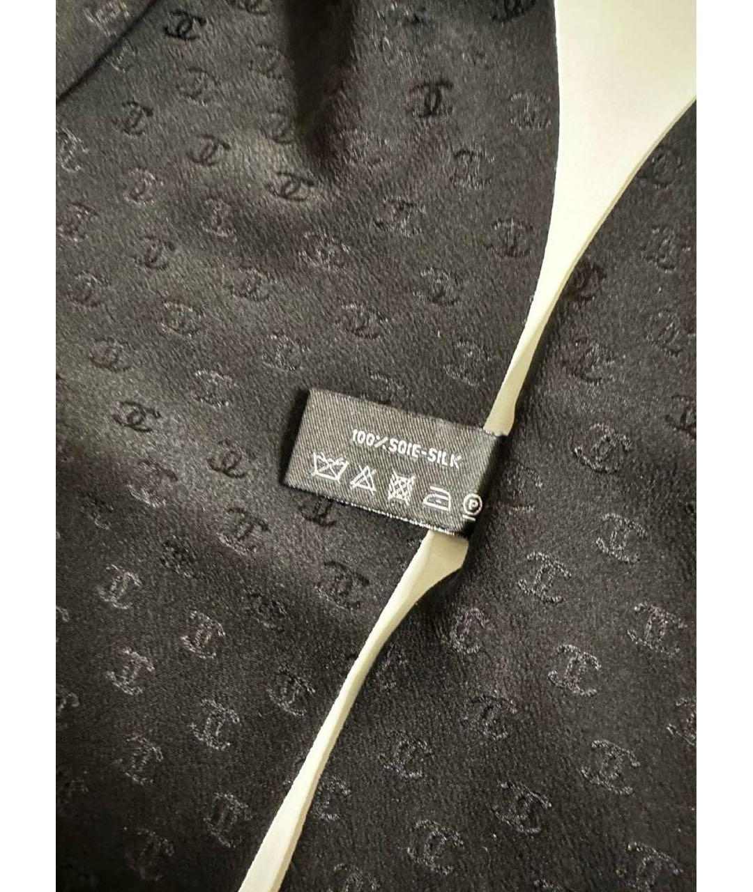 CHANEL Черный шелковый шарф, фото 5