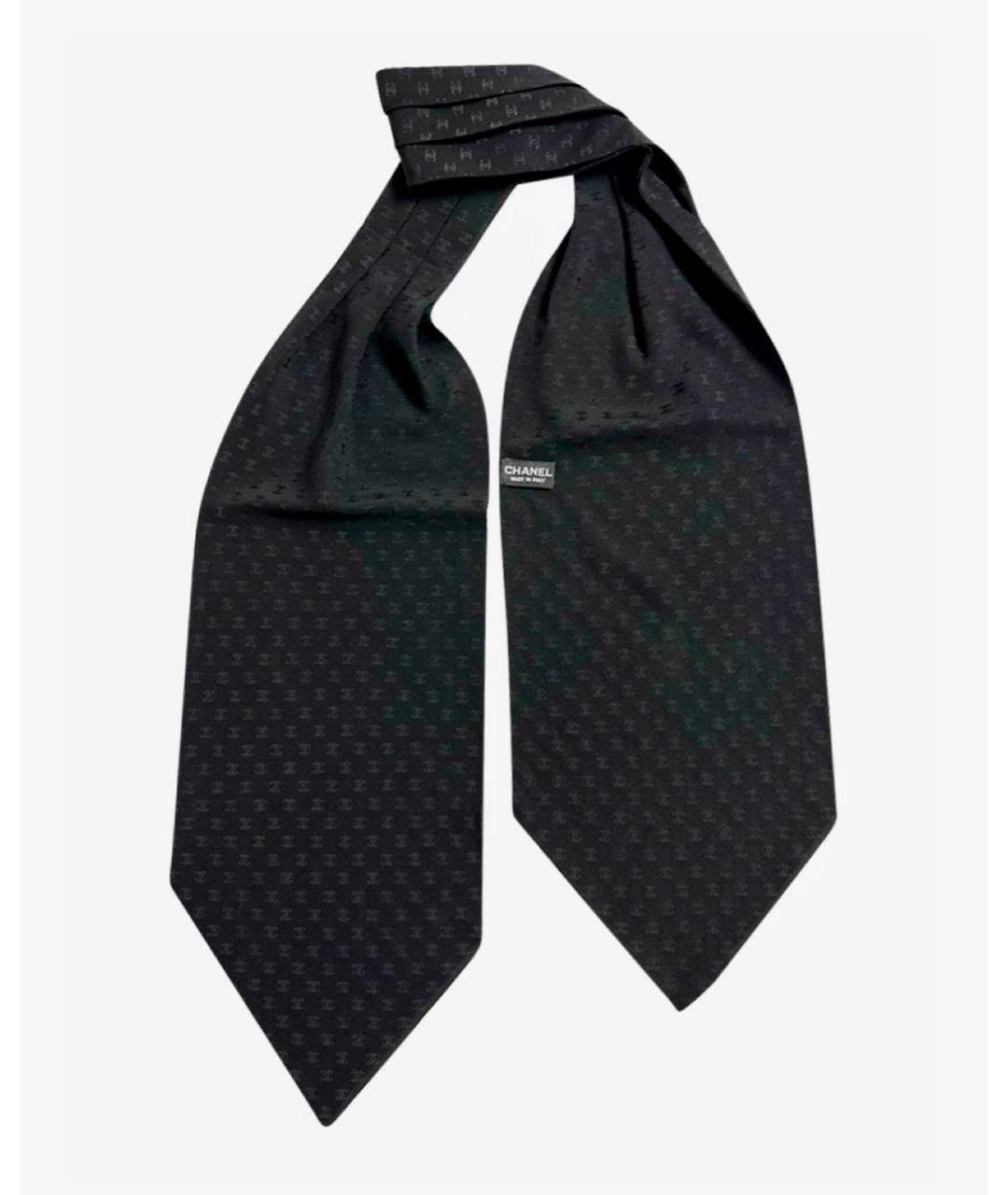 CHANEL Черный шелковый шарф, фото 7