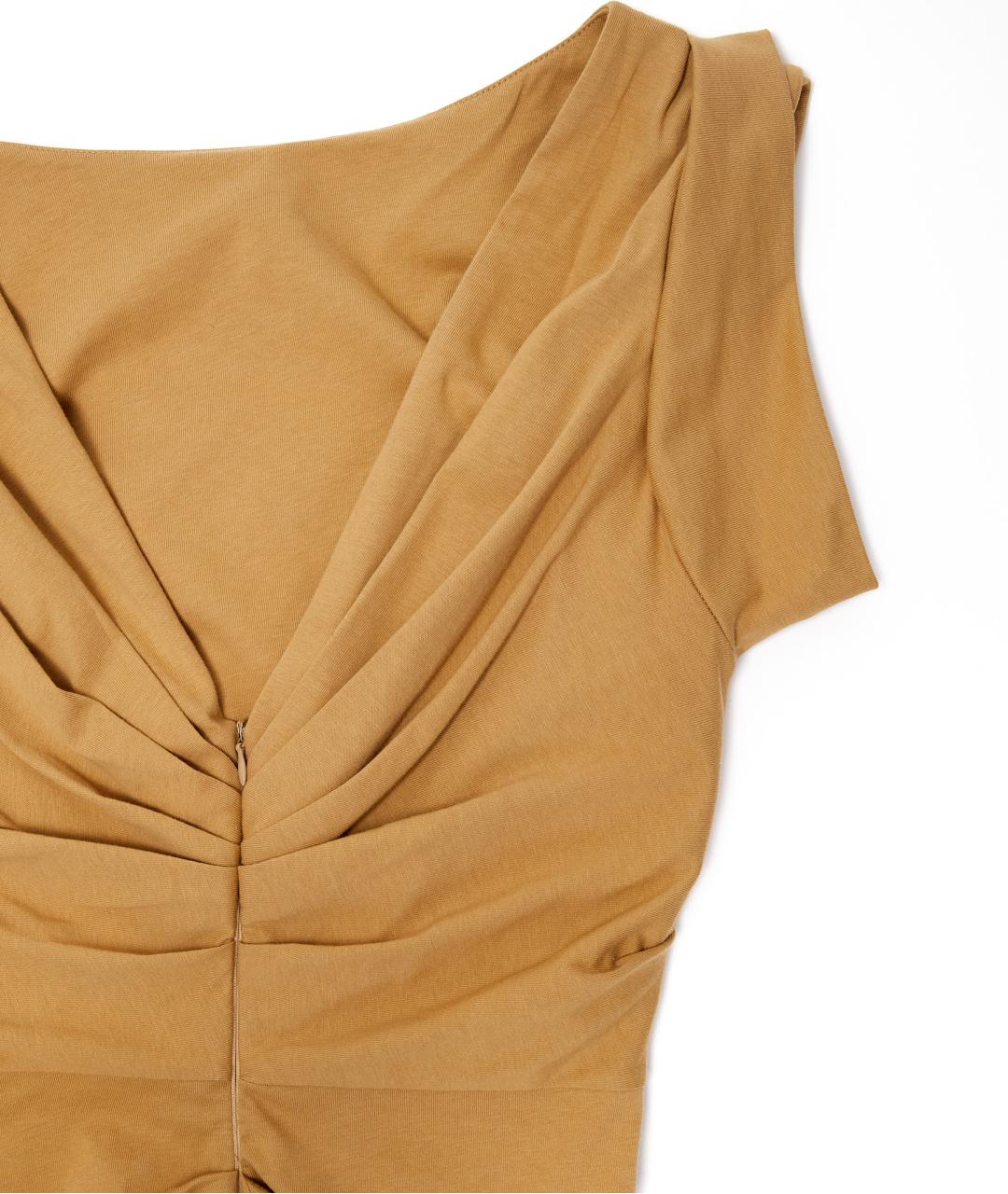 DRIES VAN NOTEN Горчичное хлопковое повседневное платье, фото 4