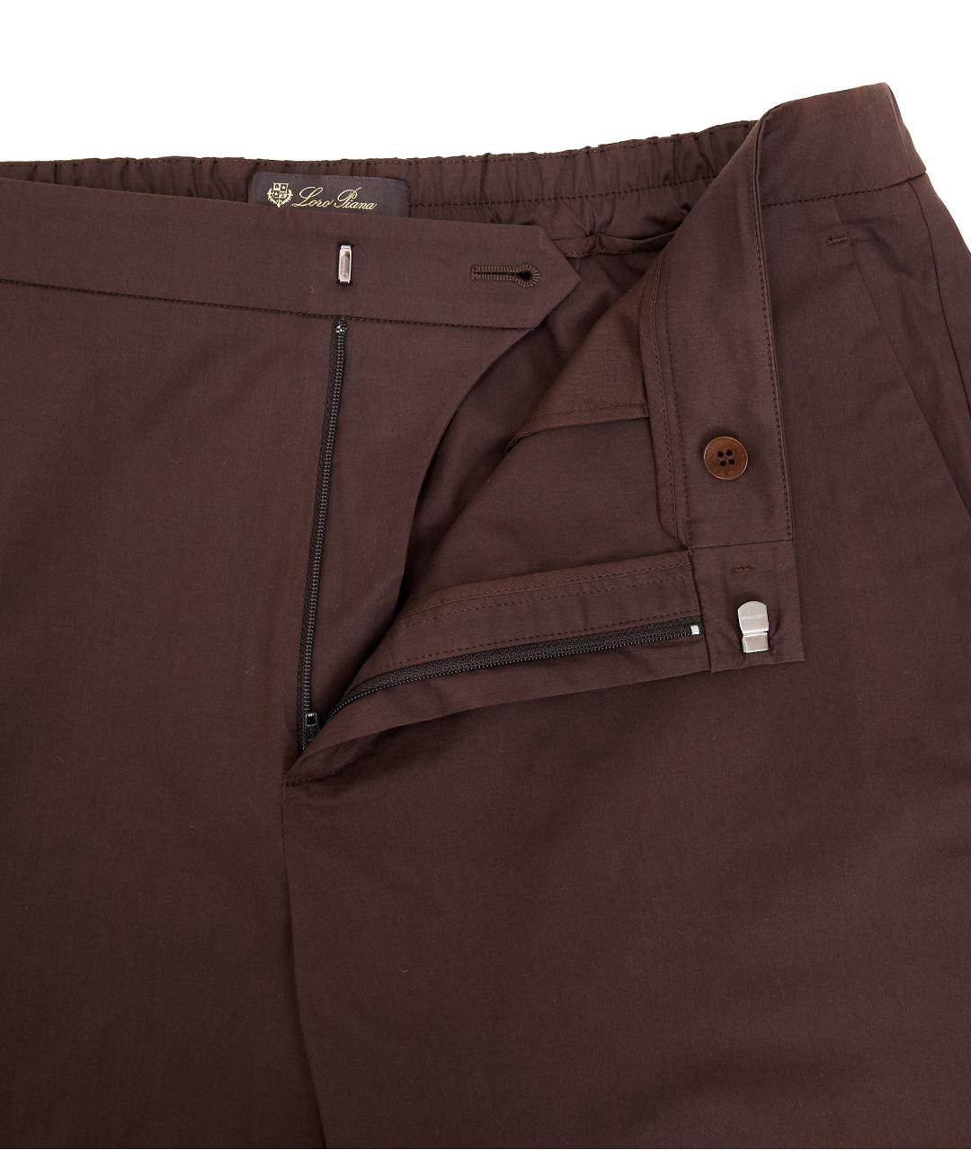 LORO PIANA Коричневые хлопковые прямые брюки, фото 5