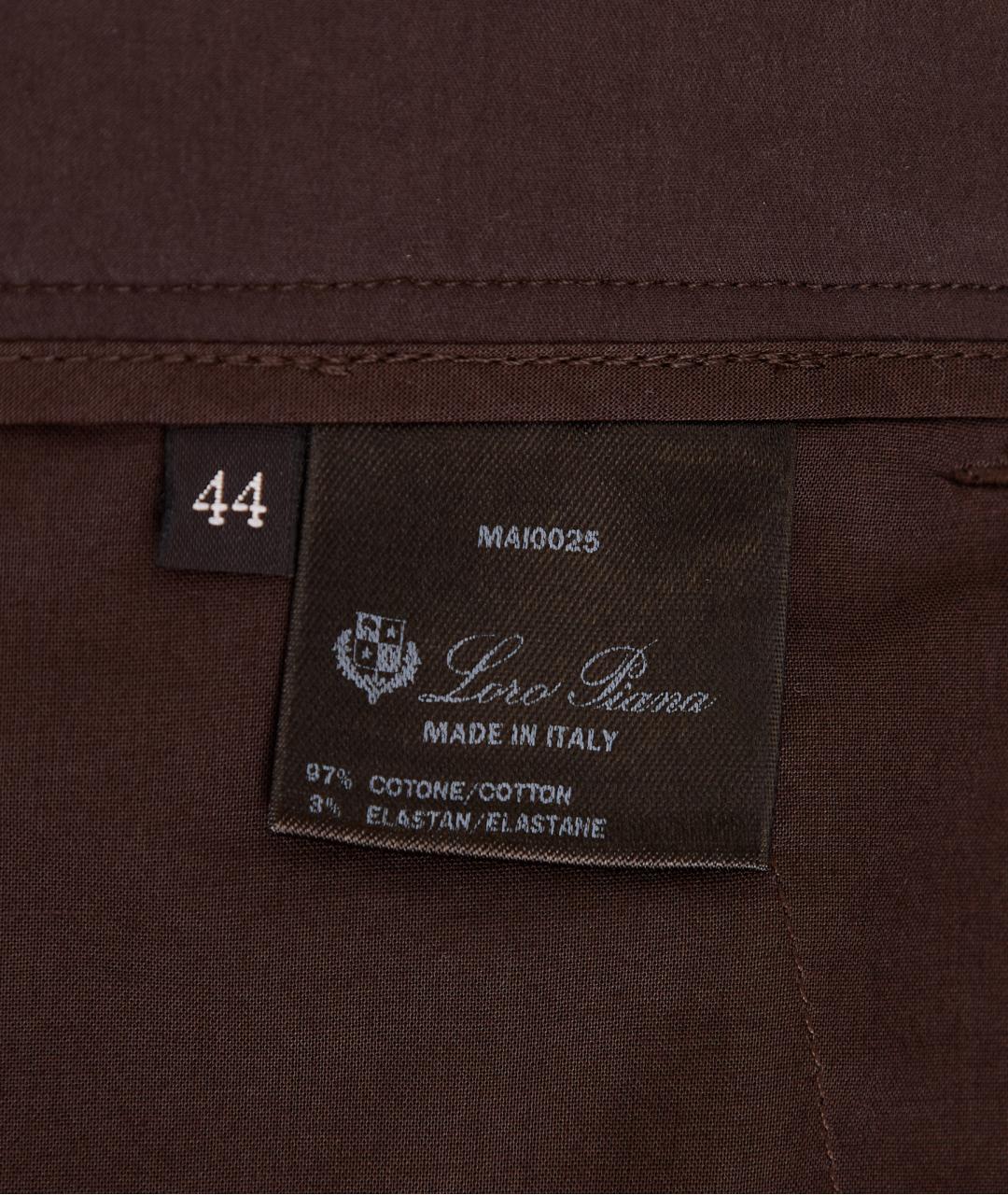 LORO PIANA Коричневые хлопковые прямые брюки, фото 6
