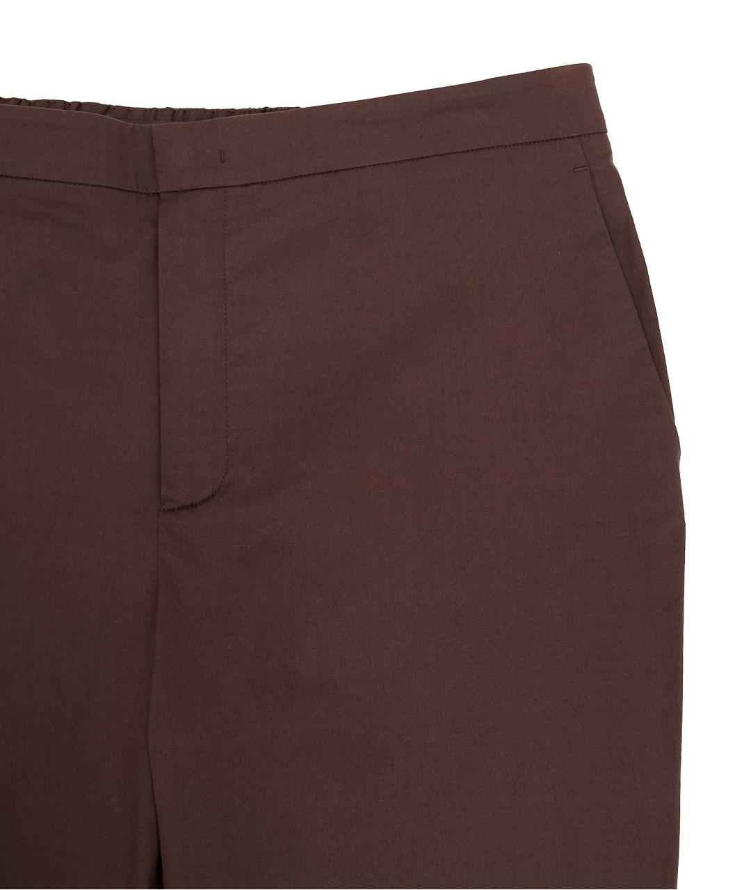 LORO PIANA Коричневые хлопковые прямые брюки, фото 3