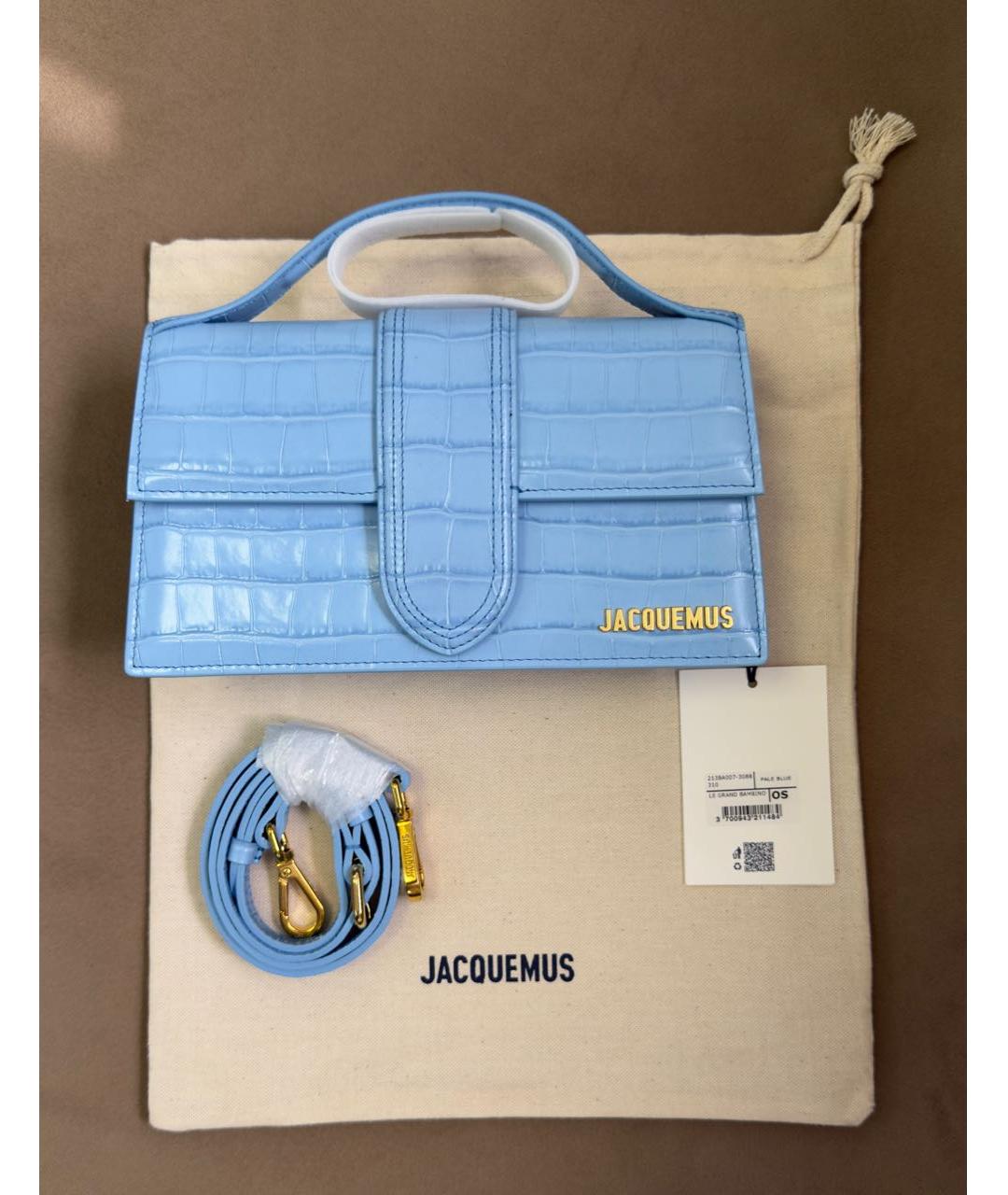 JACQUEMUS Голубая кожаная сумка через плечо, фото 5