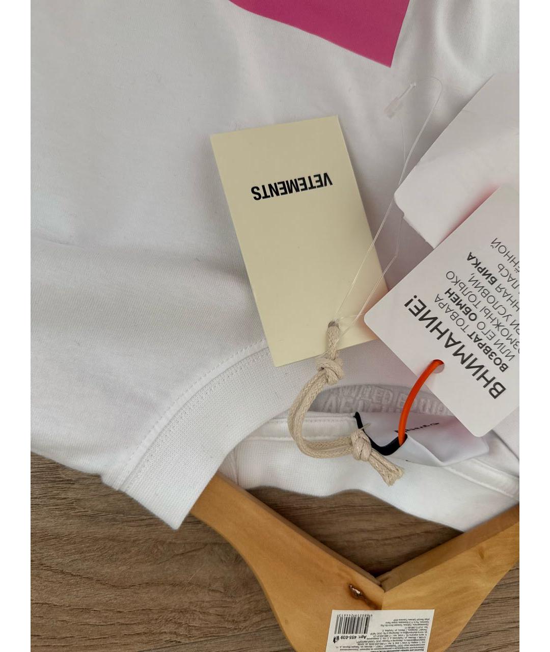 VETEMENTS Белая хлопковая футболка, фото 4