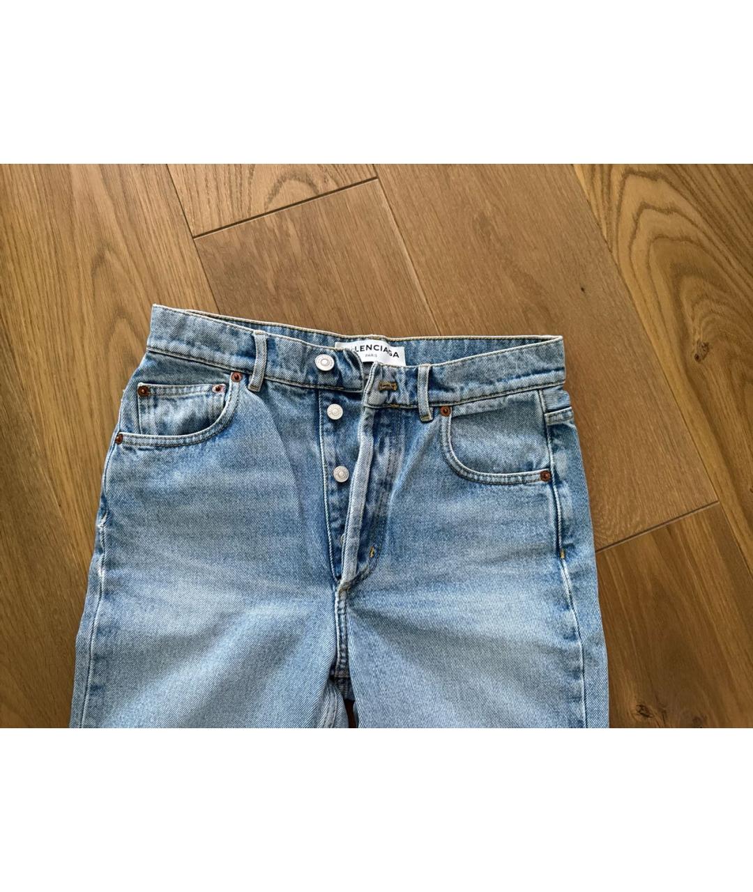 BALENCIAGA Голубые хлопковые прямые джинсы, фото 4