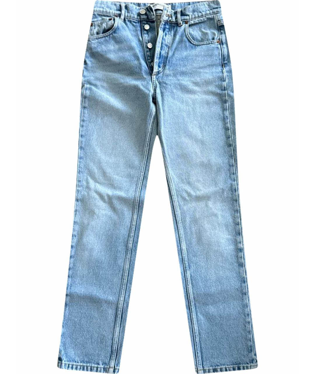 BALENCIAGA Голубые хлопковые прямые джинсы, фото 1