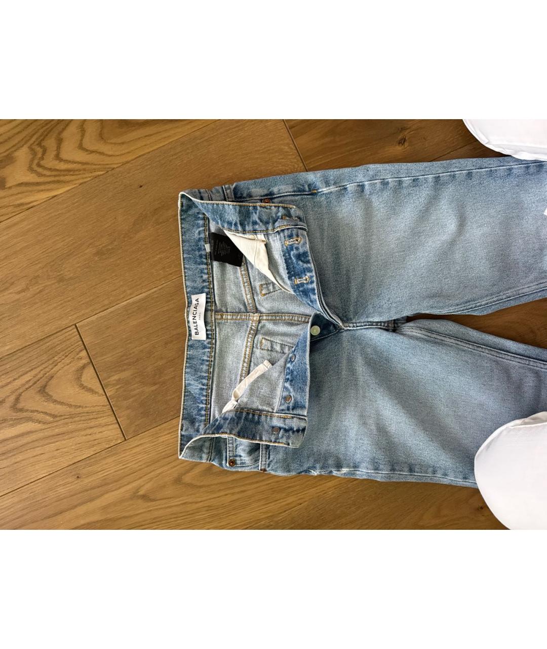 BALENCIAGA Голубые хлопковые прямые джинсы, фото 3