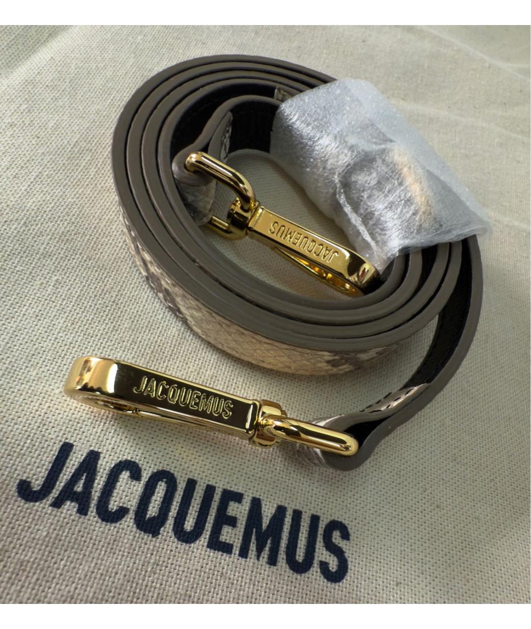 JACQUEMUS Бежевая кожаная сумка с короткими ручками, фото 7
