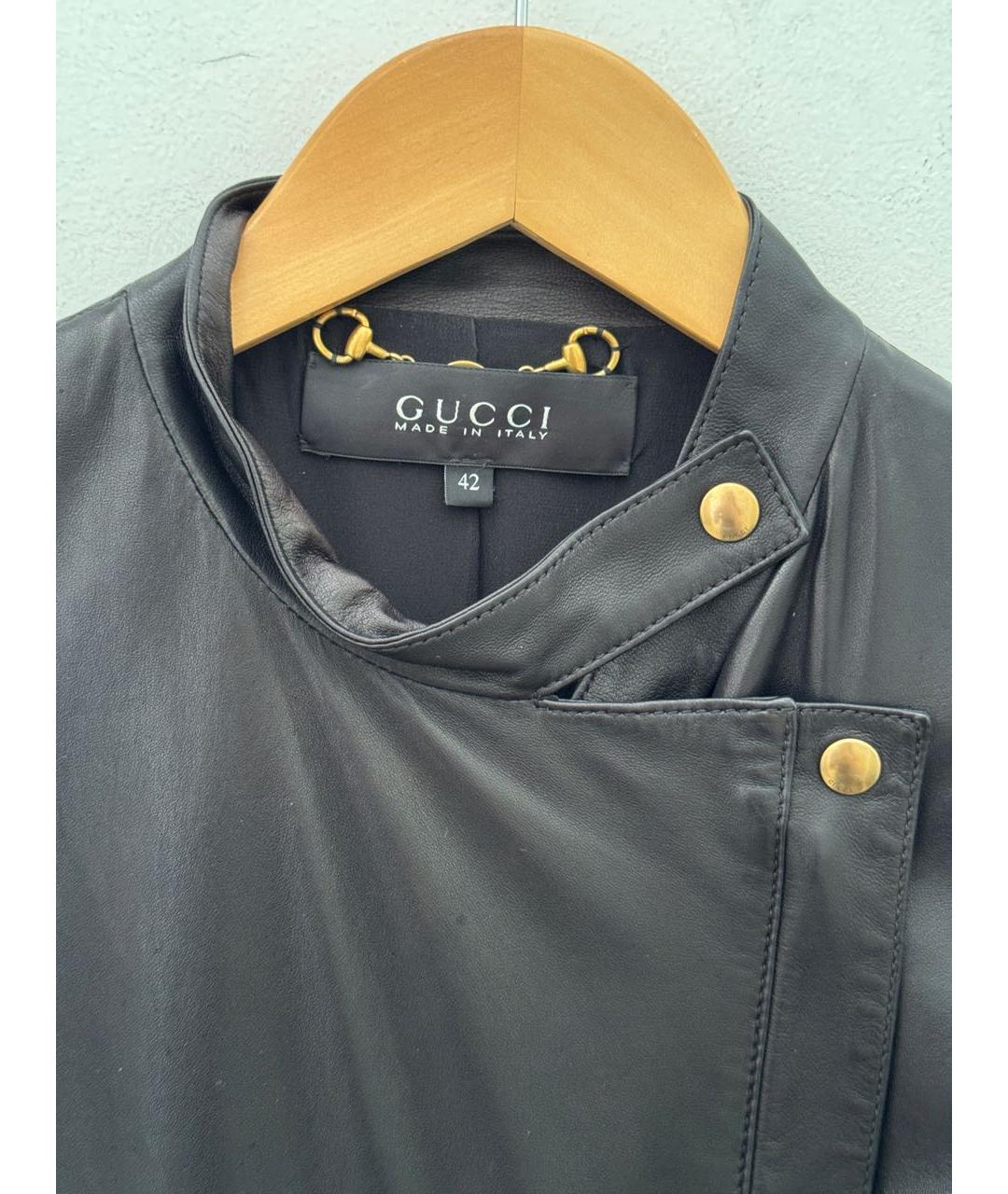 GUCCI Черная кожаная куртка, фото 3