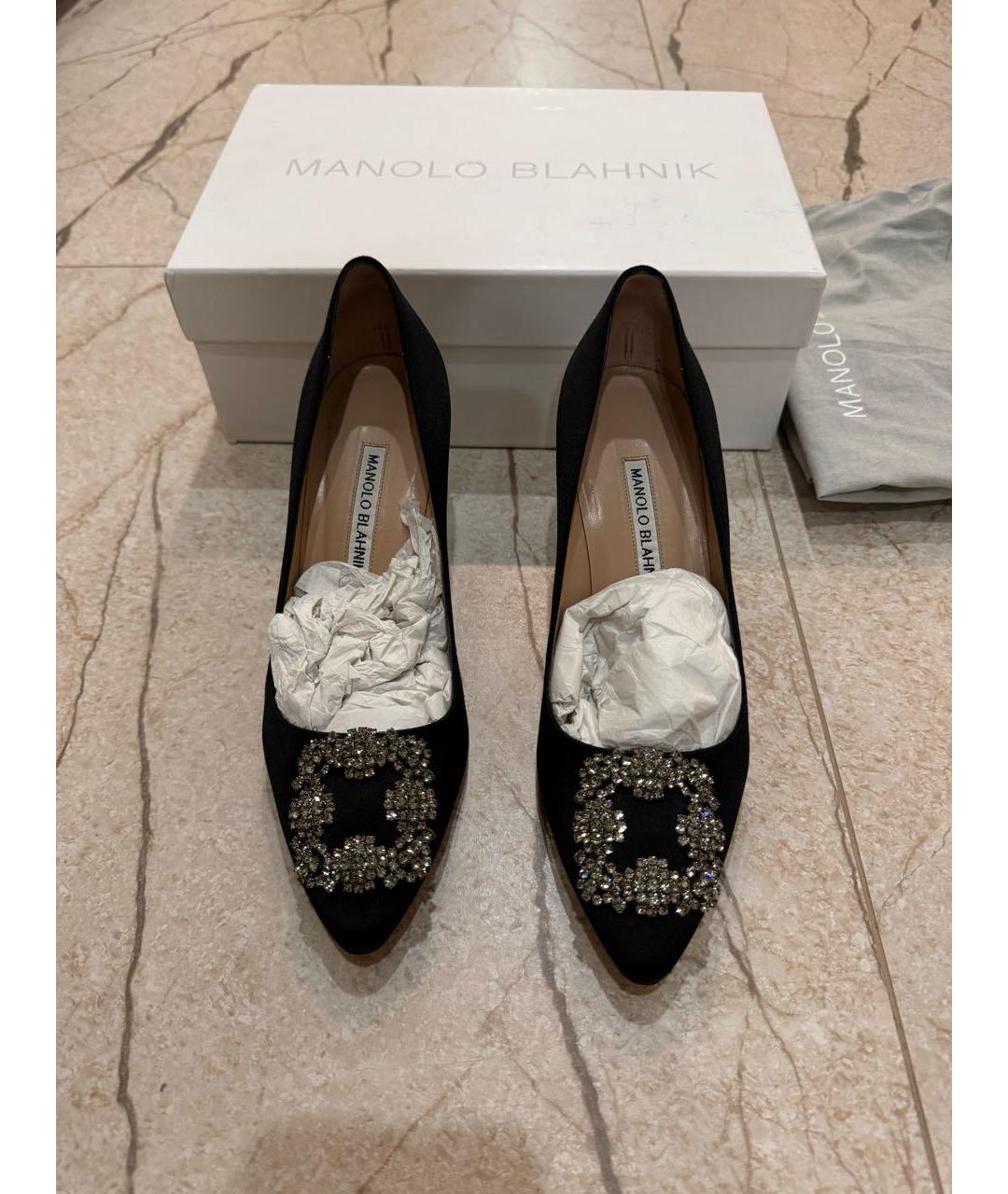 MANOLO BLAHNIK Черные текстильные туфли, фото 2
