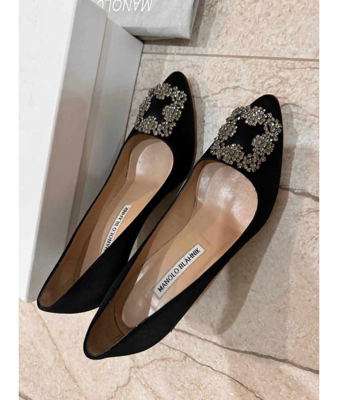 MANOLO BLAHNIK Черные текстильные туфли, фото 7