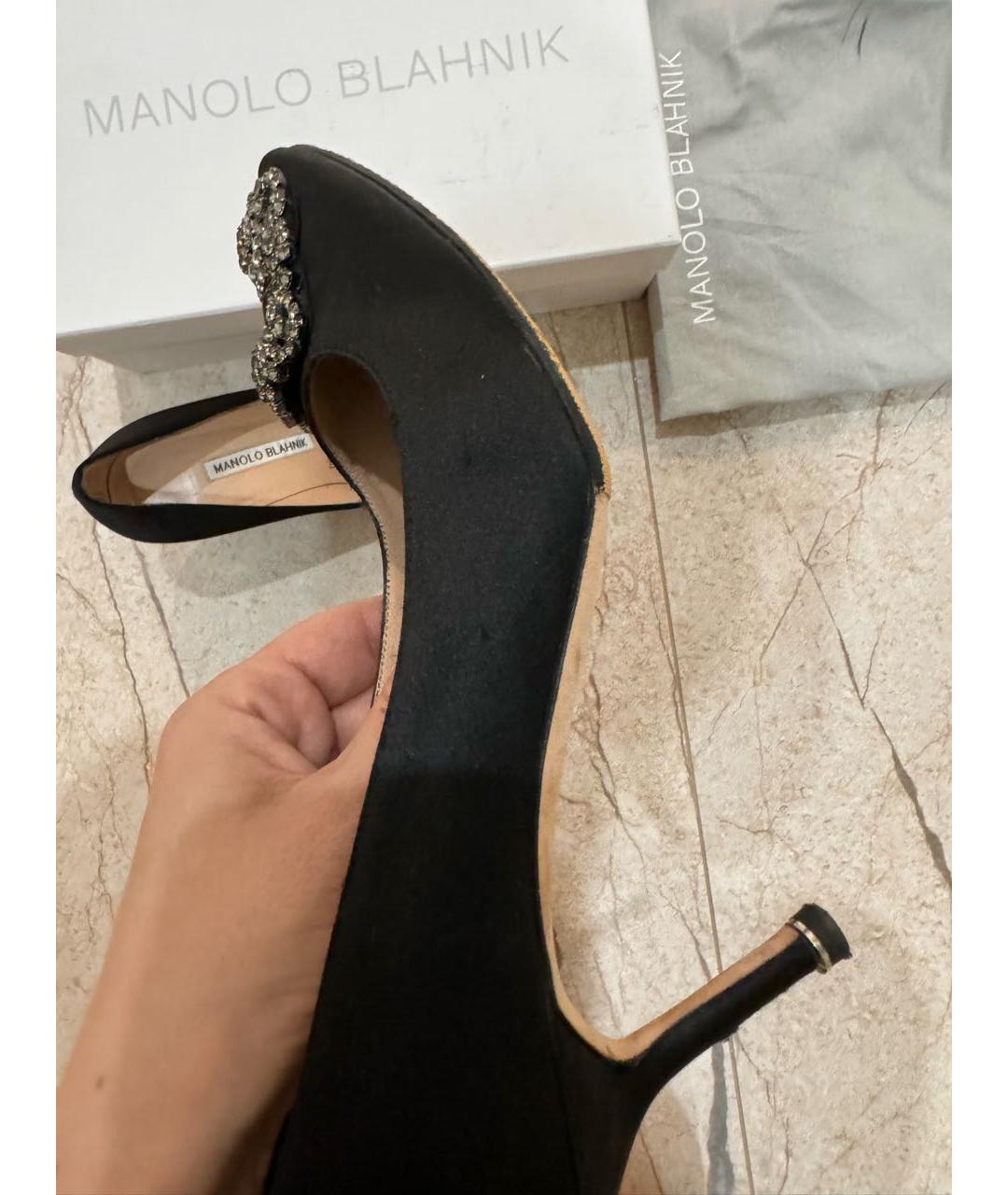 MANOLO BLAHNIK Черные текстильные туфли, фото 6