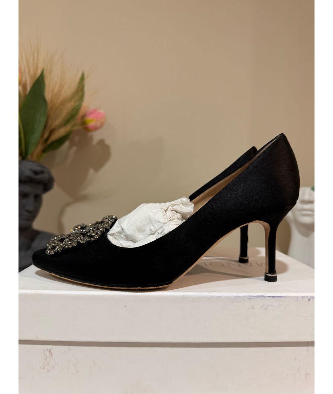 MANOLO BLAHNIK Черные текстильные туфли, фото 8