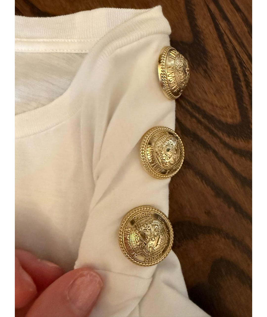 BALMAIN Белая хлопковая футболка, фото 2
