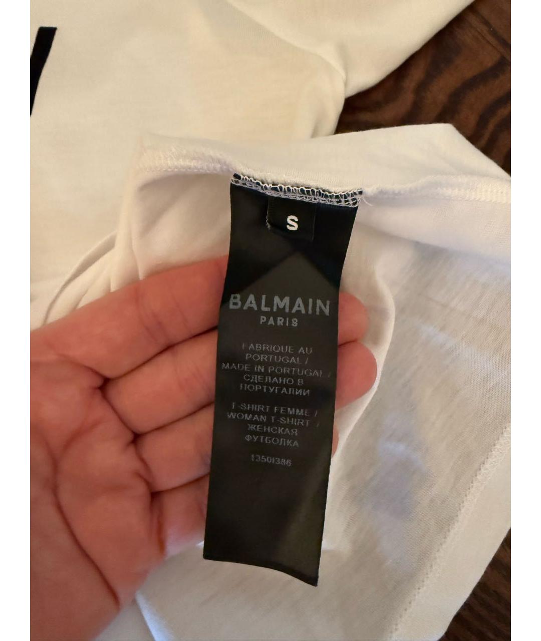 BALMAIN Белая хлопковая футболка, фото 4