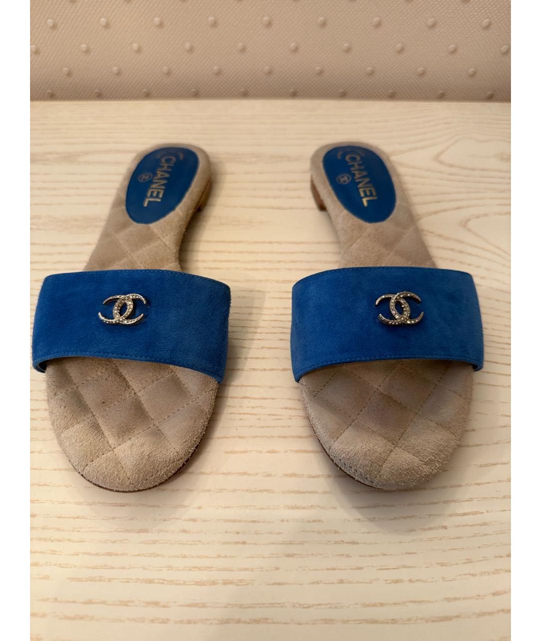 CHANEL Синие шлепанцы, фото 2