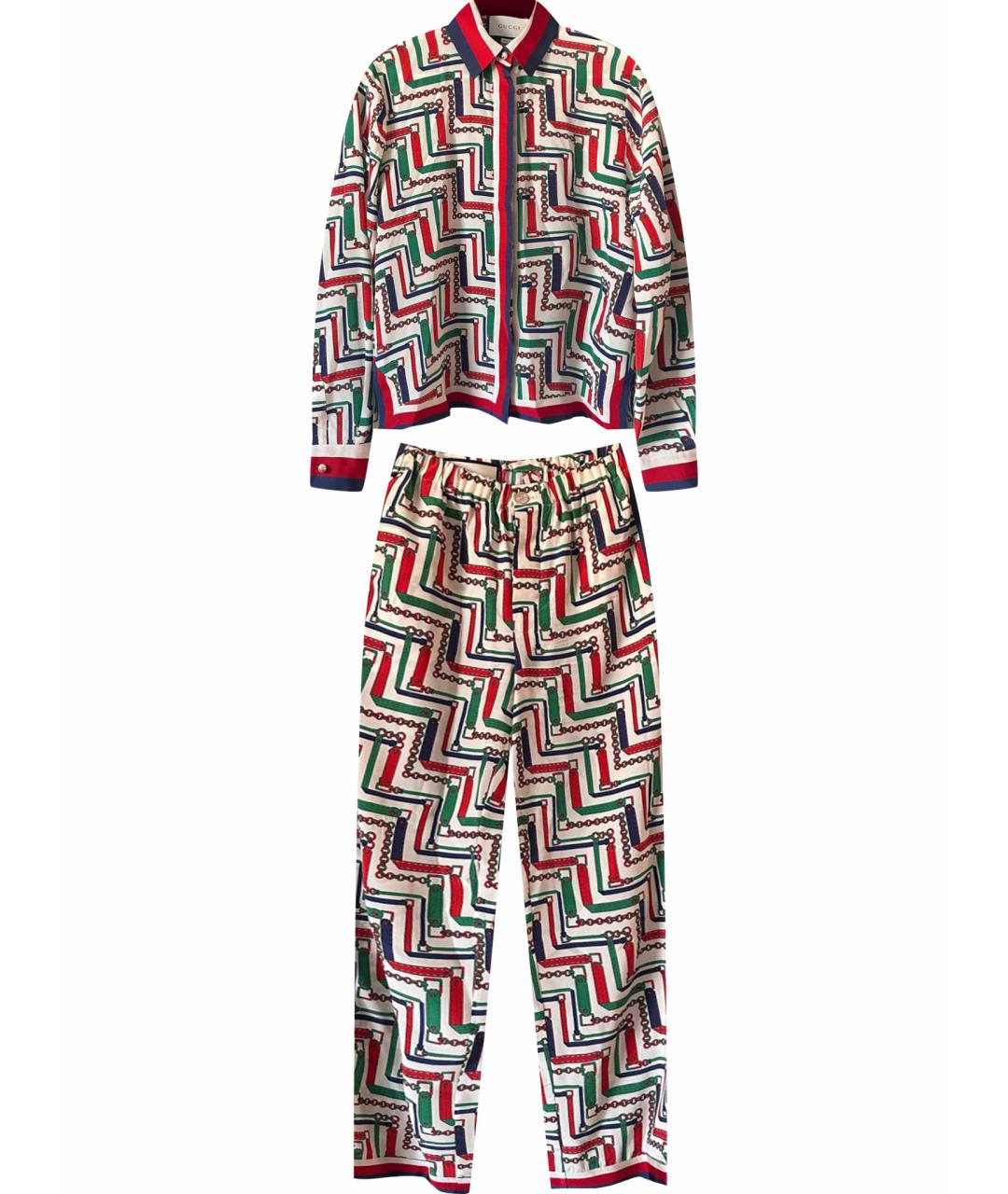 GUCCI Мульти шелковый костюм с брюками, фото 1