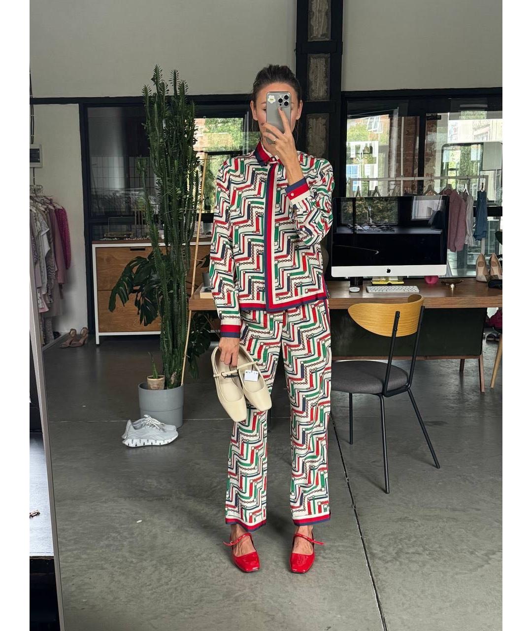 GUCCI Мульти шелковый костюм с брюками, фото 5