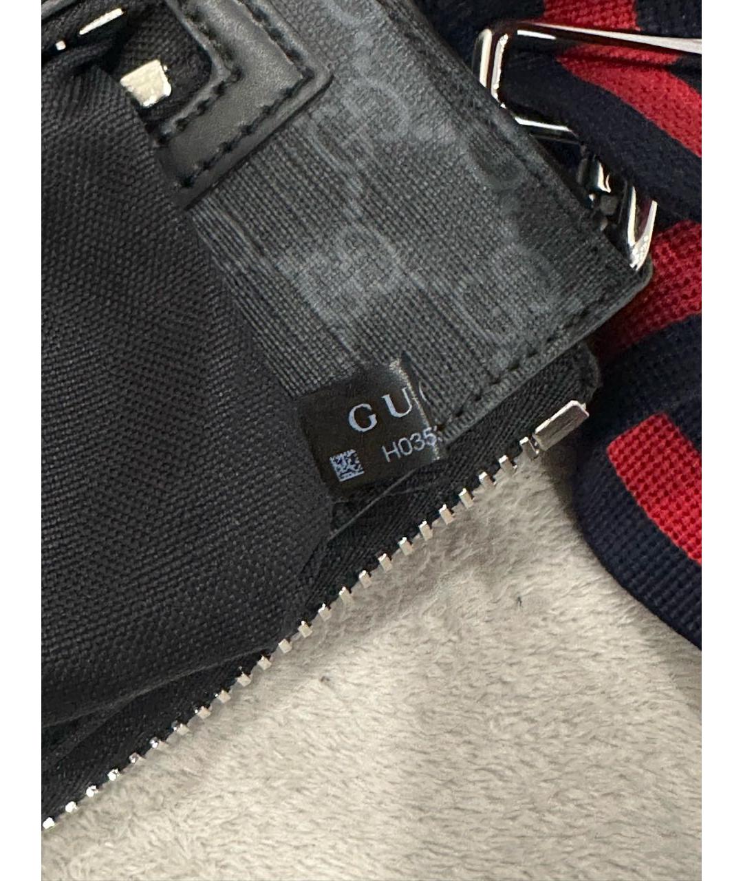 GUCCI Антрацитовая кожаная барсетка, фото 5