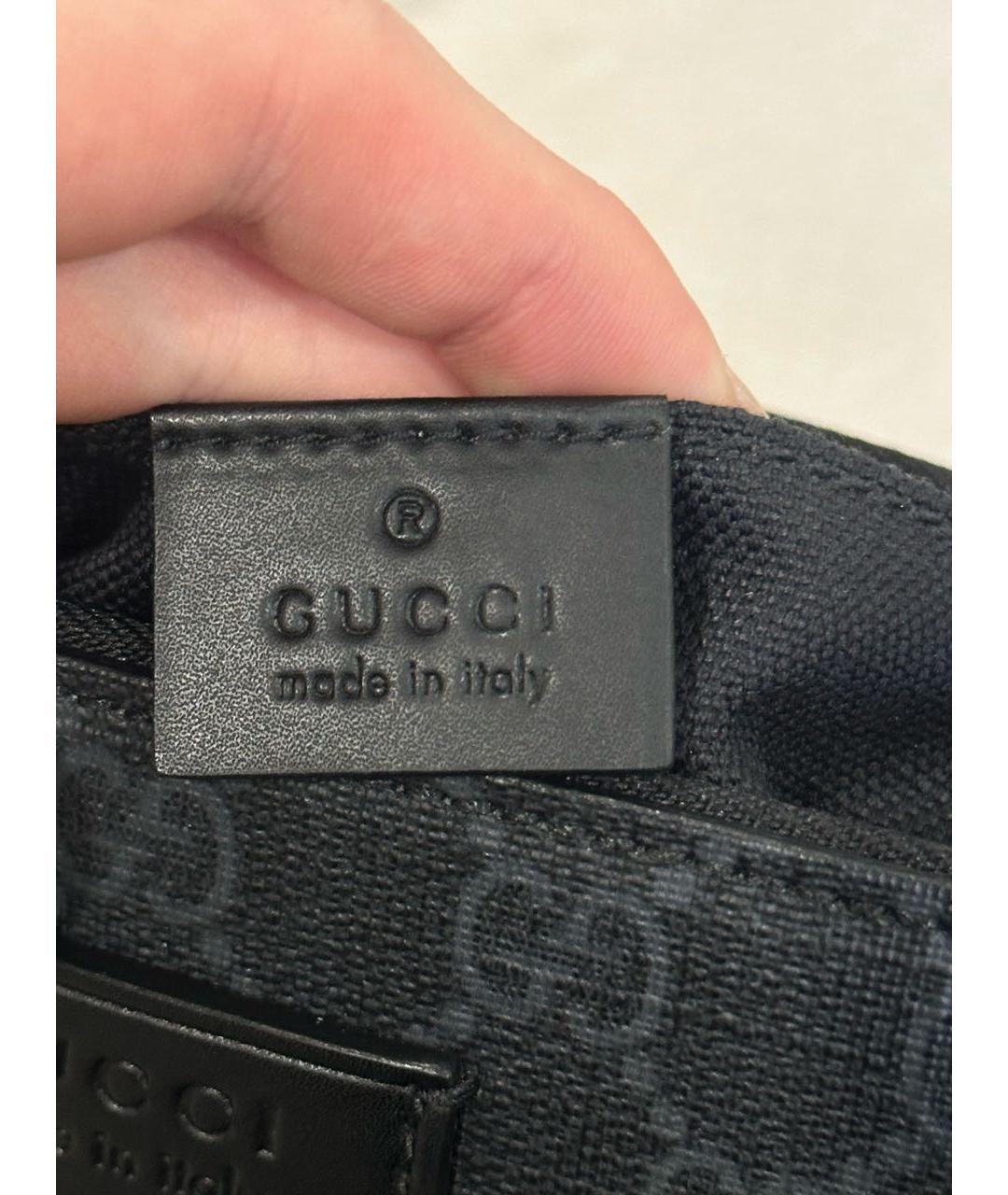 GUCCI Антрацитовая кожаная барсетка, фото 6