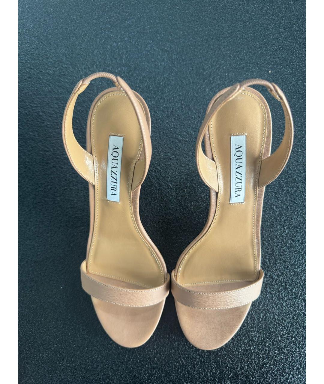 AQUAZZURA Бежевые кожаные босоножки, фото 3