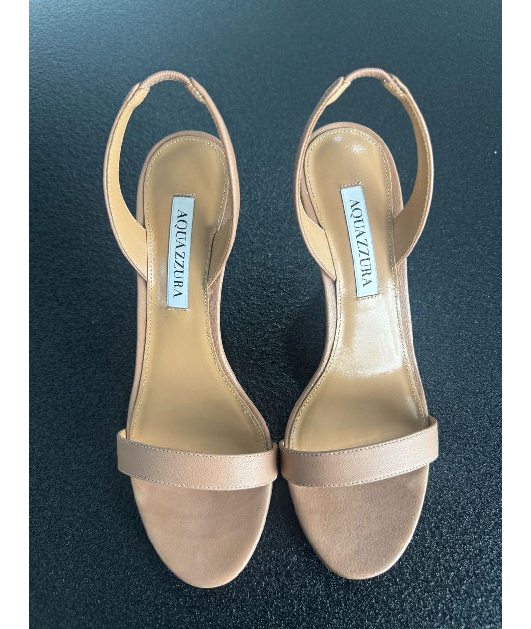 AQUAZZURA Бежевые кожаные босоножки, фото 2