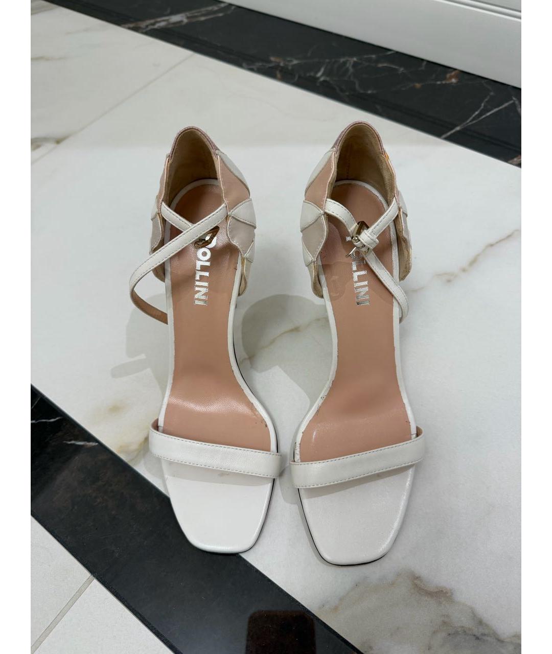 POLLINI Белые текстильные босоножки, фото 2