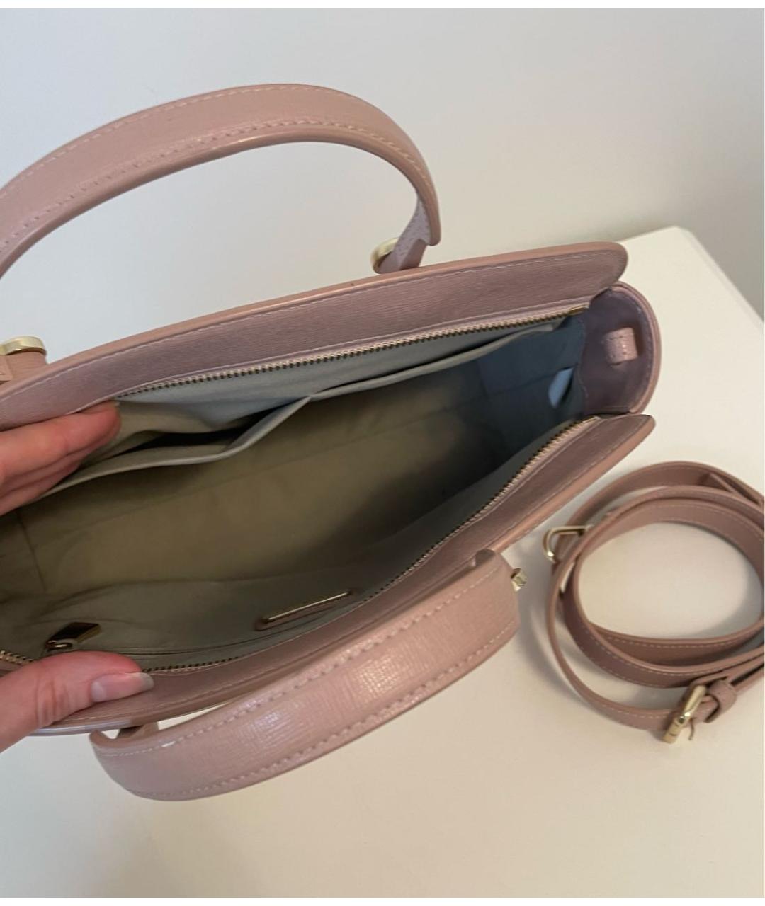 FURLA Розовая кожаная сумка с короткими ручками, фото 4