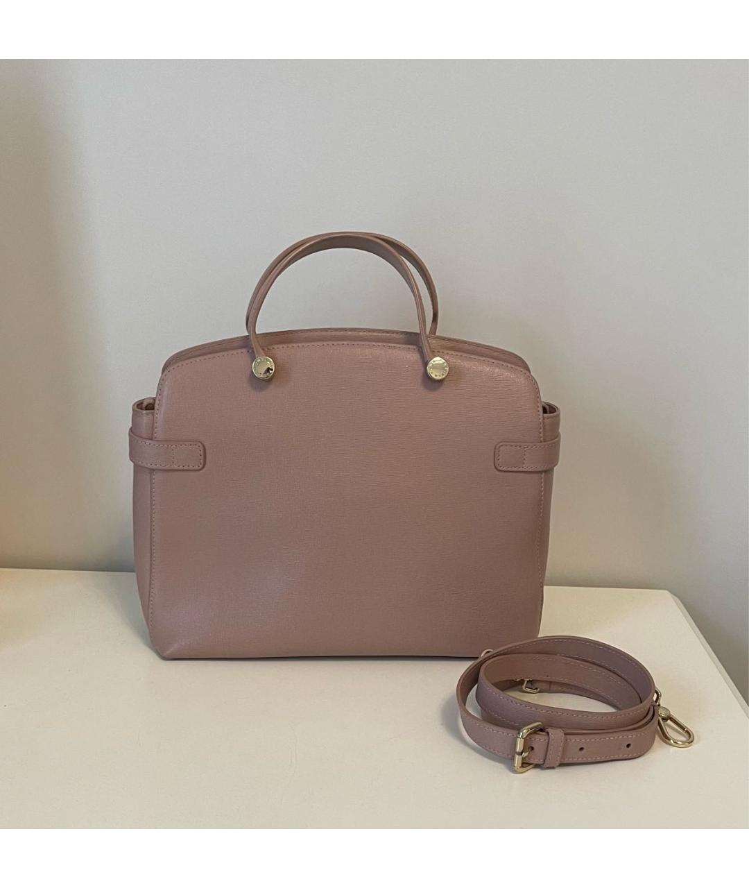 FURLA Розовая кожаная сумка с короткими ручками, фото 3