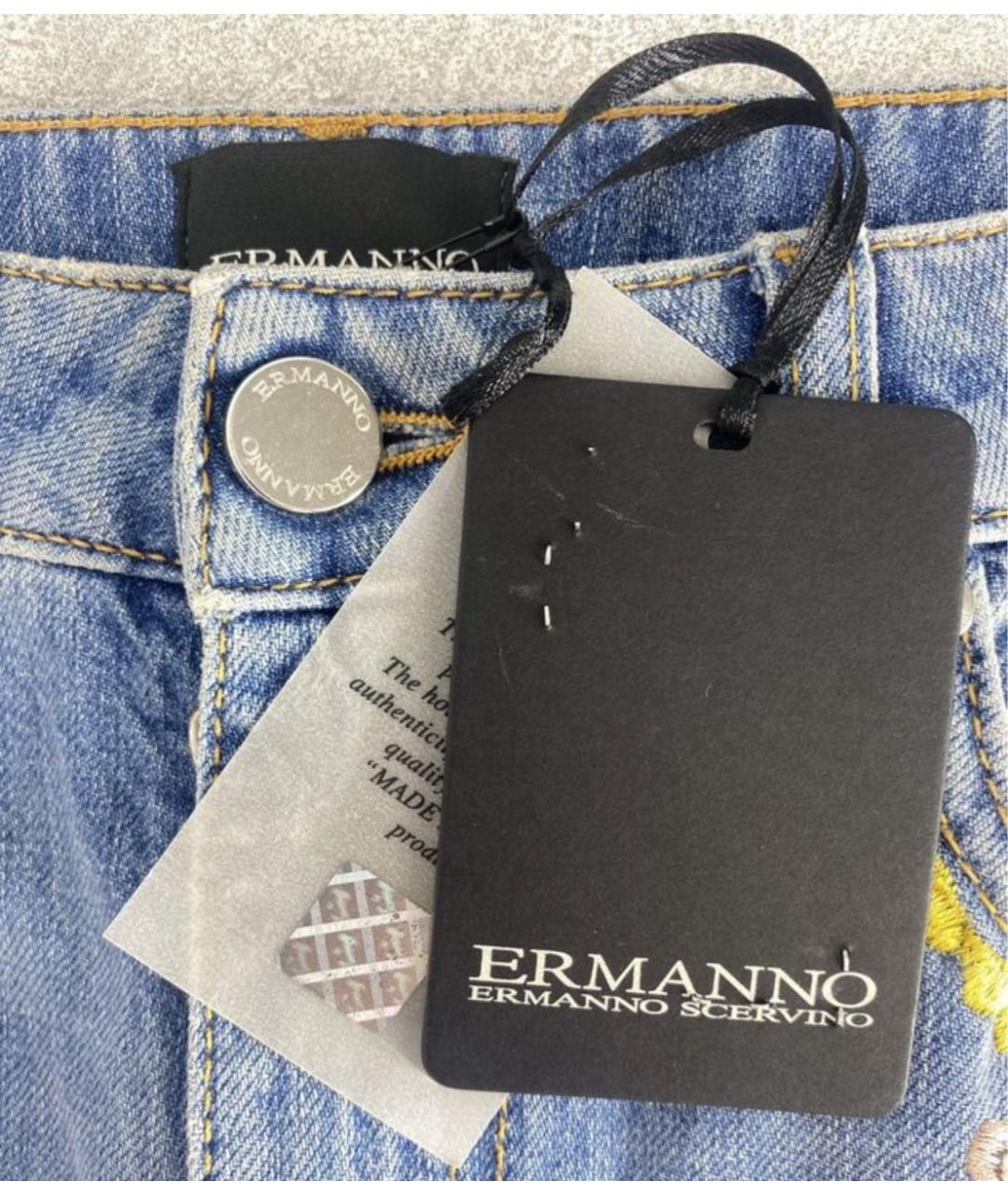 ERMANNO SCERVINO Голубые хлопковые прямые джинсы, фото 8