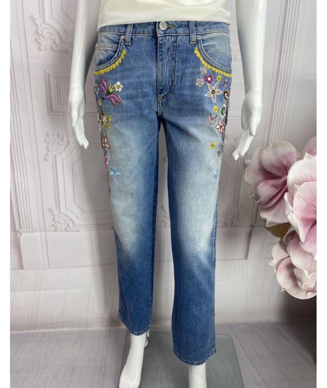 ERMANNO SCERVINO Голубые хлопковые прямые джинсы, фото 5