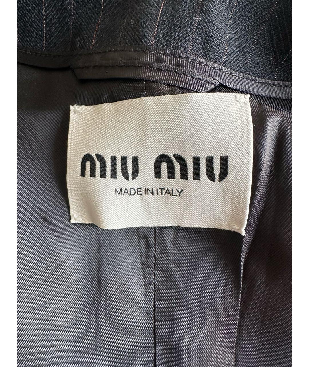 MIU MIU Темно-синее шерстяное повседневное платье, фото 3