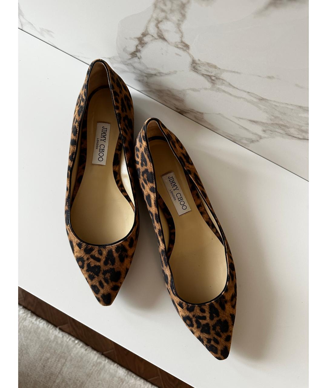 JIMMY CHOO Коричневые кожаные балетки, фото 2