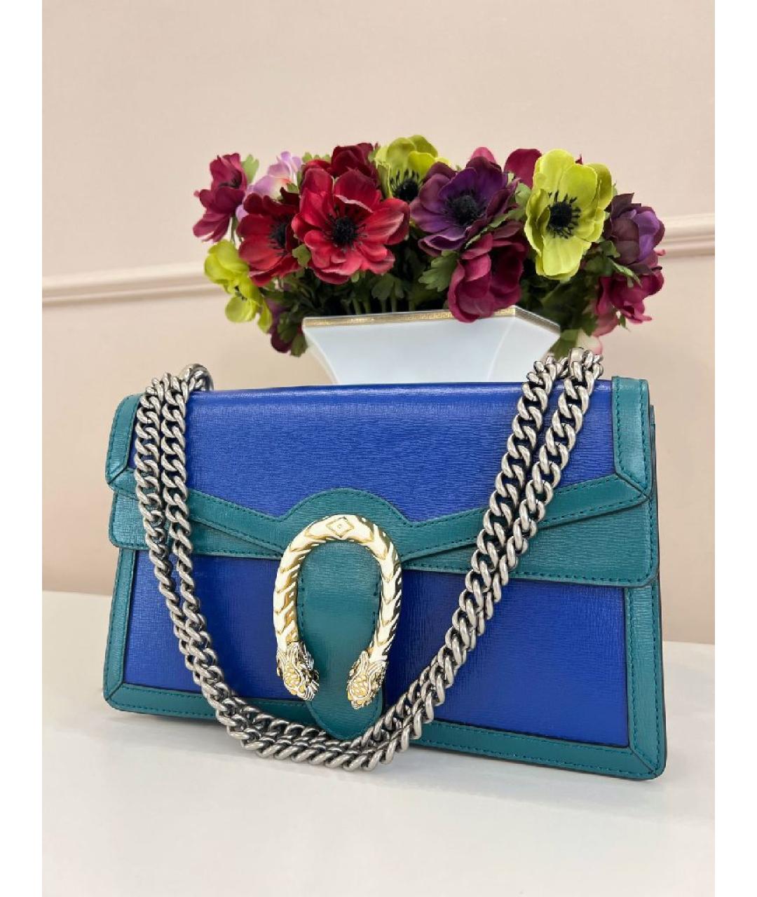 GUCCI Голубая кожаная сумка через плечо, фото 10