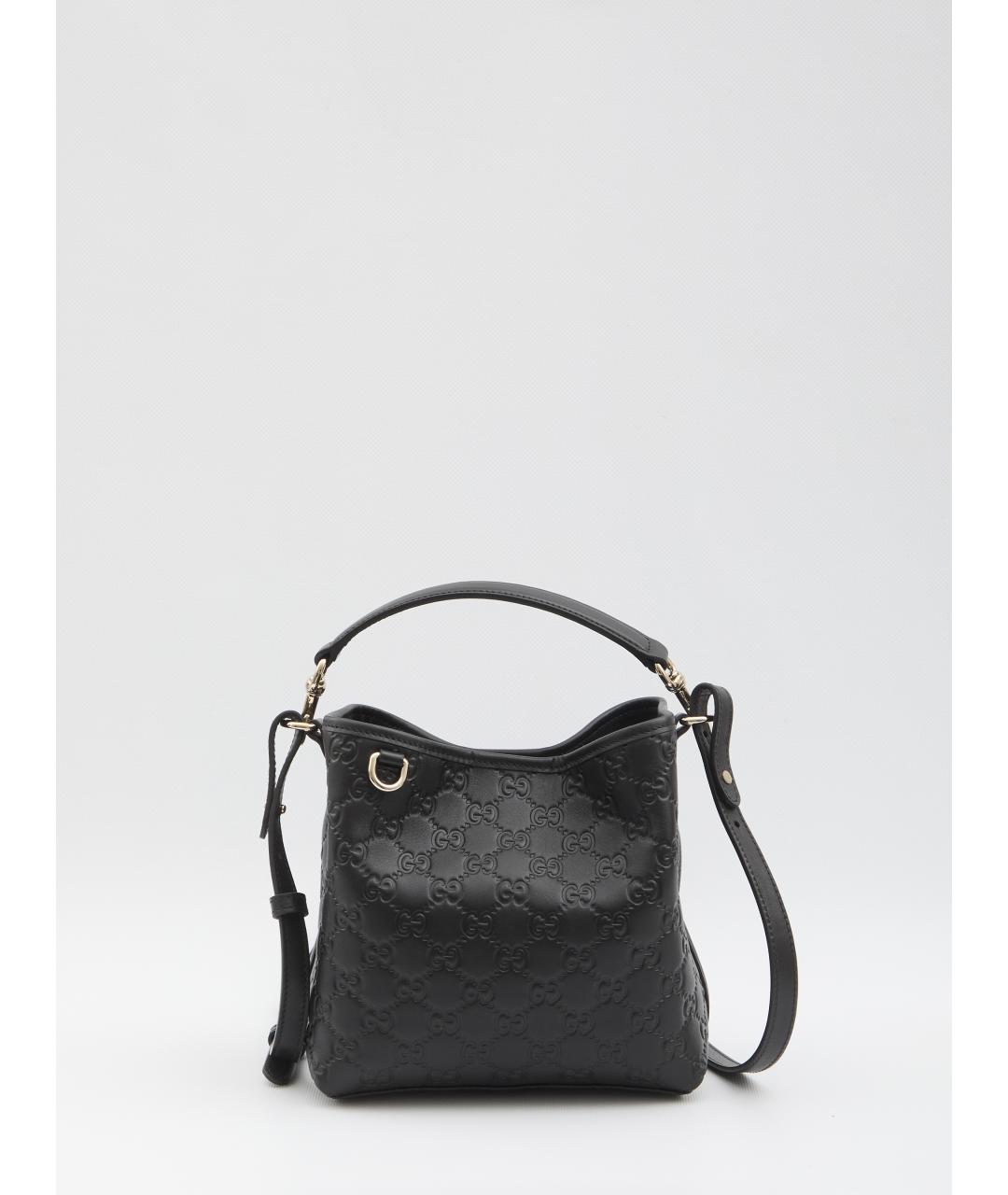 GUCCI Черная кожаная сумка тоут, фото 5