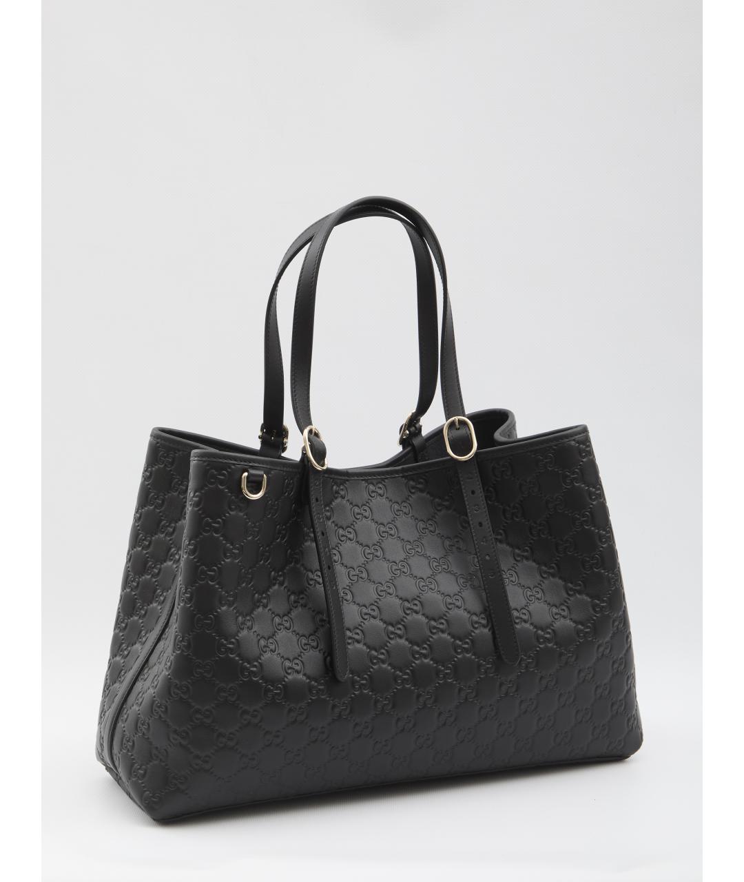 GUCCI Черная кожаная сумка тоут, фото 2