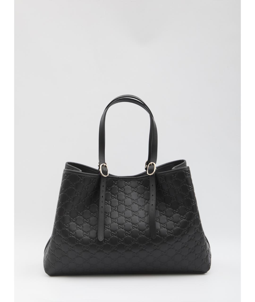 GUCCI Черная кожаная сумка тоут, фото 5