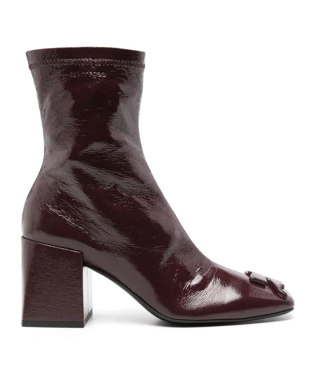 COURREGES Бордовые ботильоны из лакированной кожи, фото 1