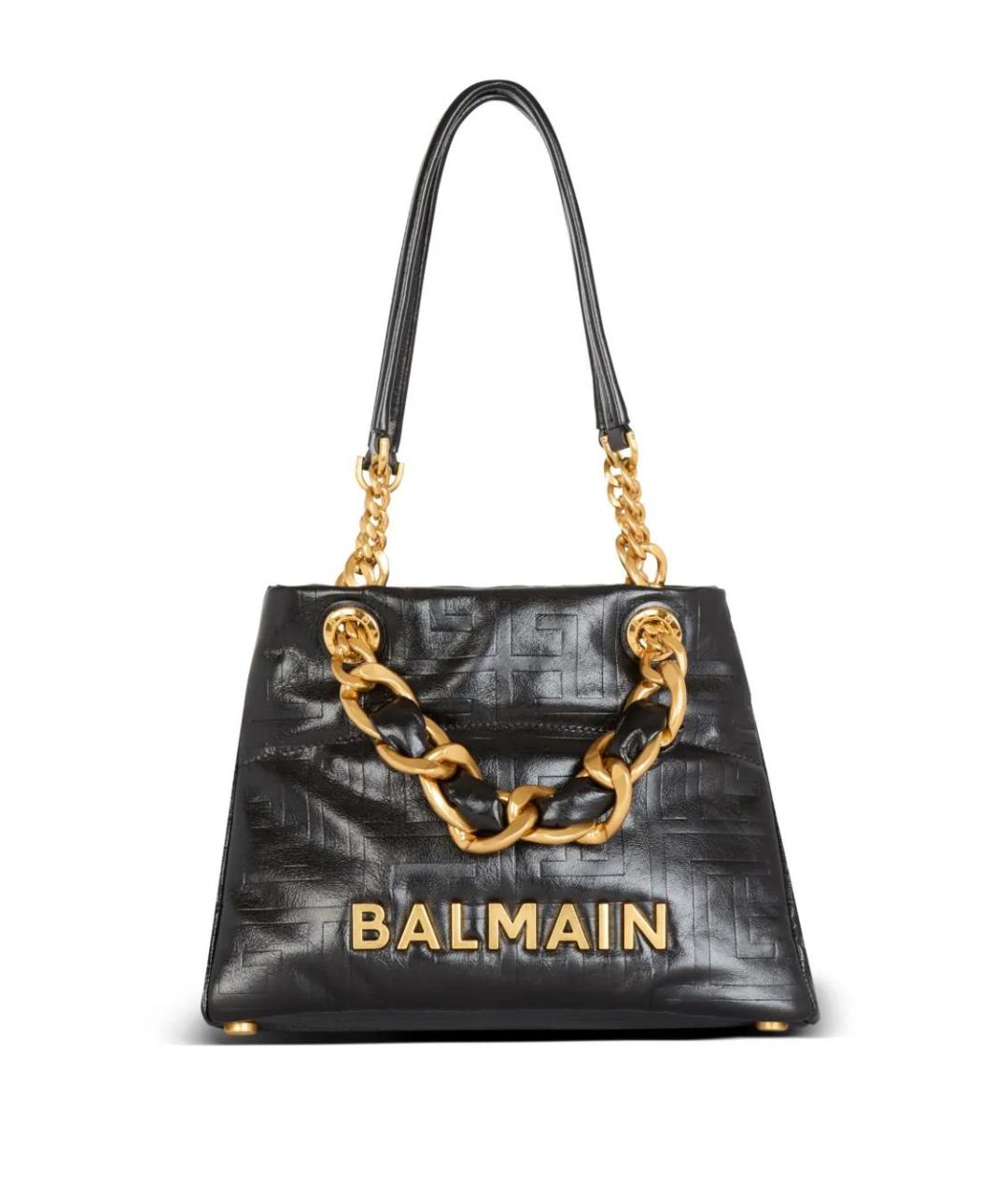 BALMAIN Черная кожаная сумка тоут, фото 5