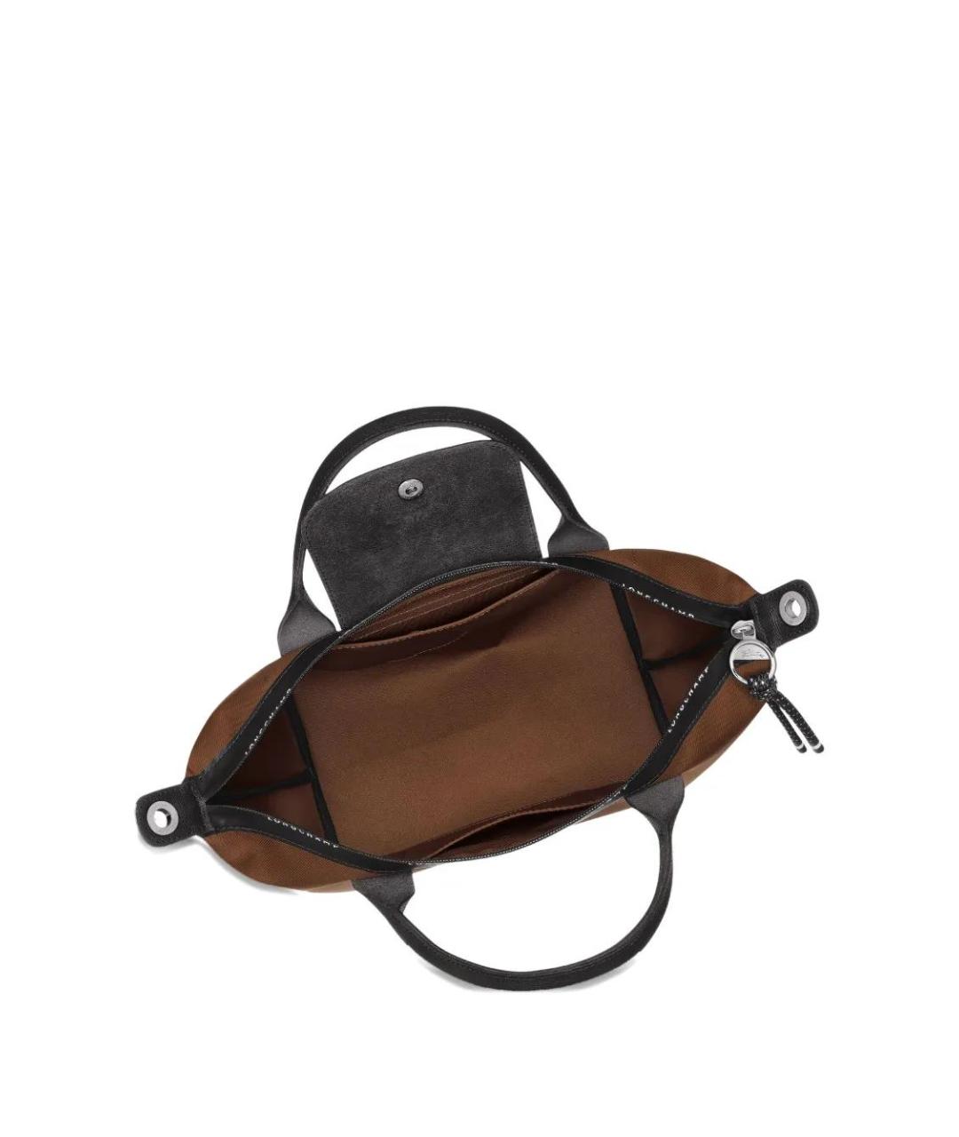 LONGCHAMP Коричневая синтетическая сумка с короткими ручками, фото 5
