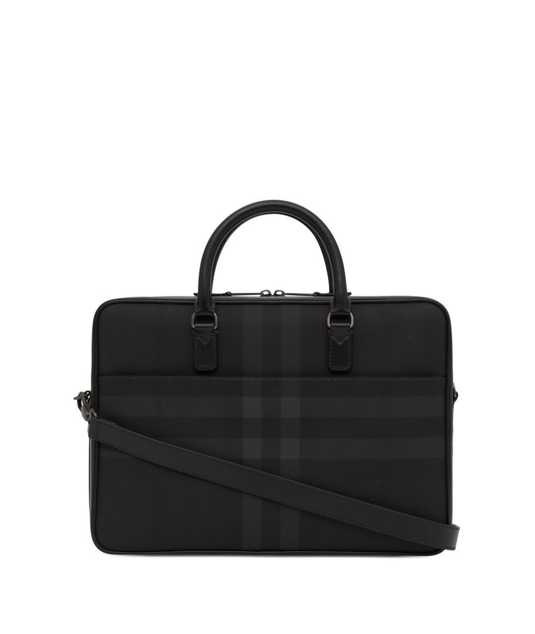 BURBERRY Антрацитовый синтетический портфель, фото 2